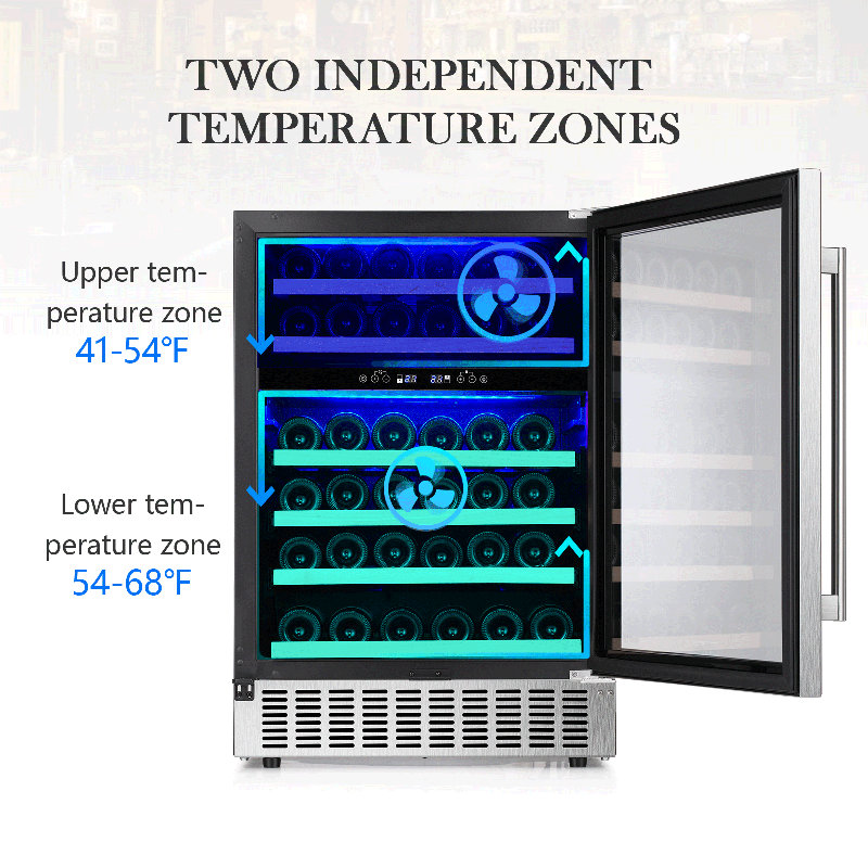R.W.FLAME 23.4'' 46 Bottle Dual Zone Freestanding/BuiltIn Wine Fridge